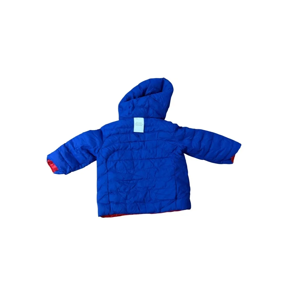 Ralph Lauren Baby Reversible Puffer Jacket‎ Red Blue Hooded Cozy Preppy Size 9M
